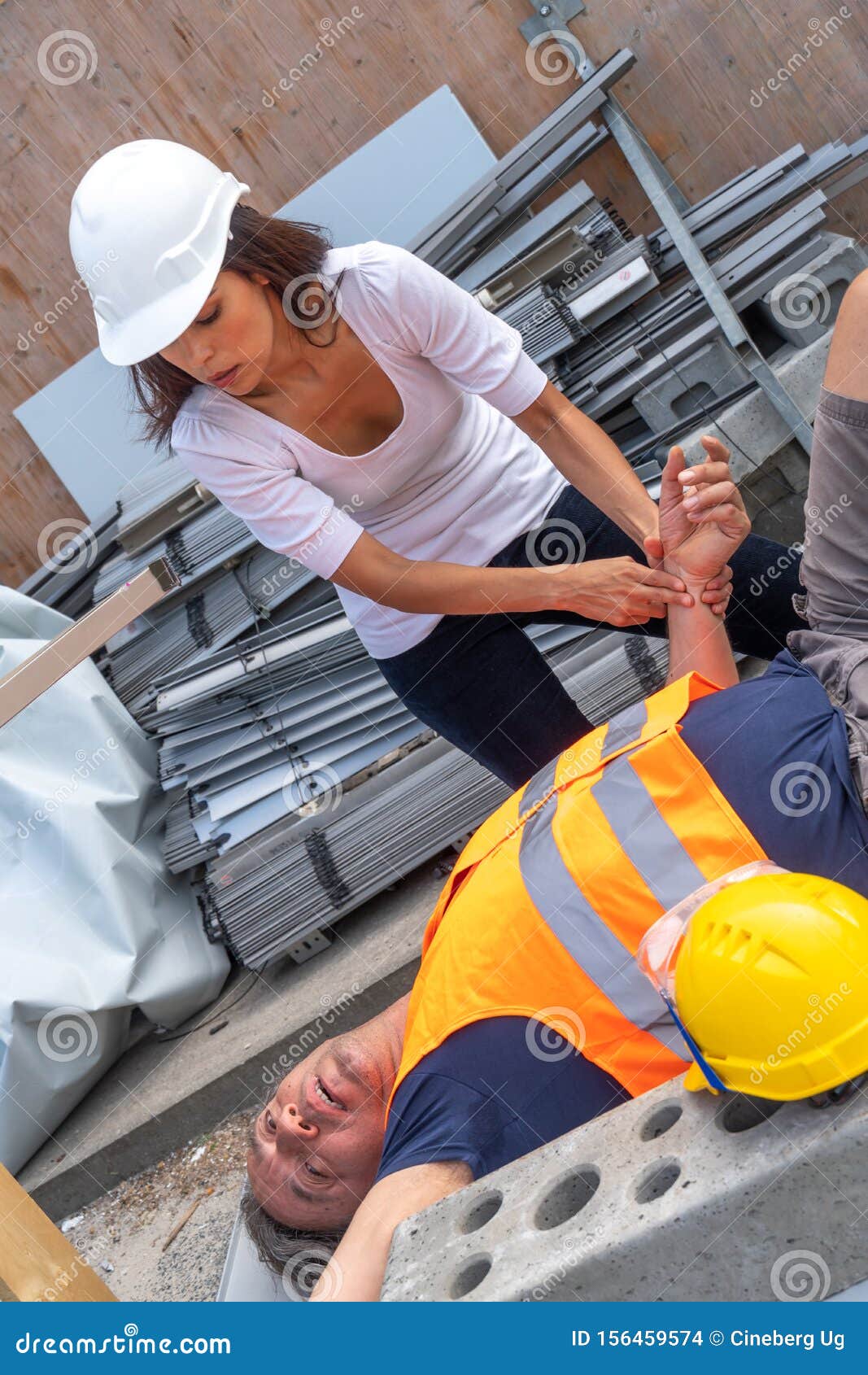 What is the condition of the construction worker injured